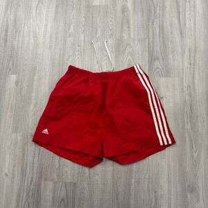 Vintage Adidas Soccer Shorts Men's Large Red White Striped 2002 Futbol y2k